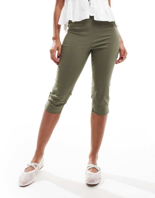 ASOS DESIGN bengaline pedal pusher i khaki - Image 1
