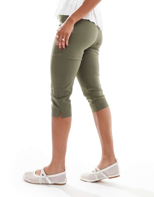 ASOS DESIGN bengaline pedal pusher i khaki - Image 3