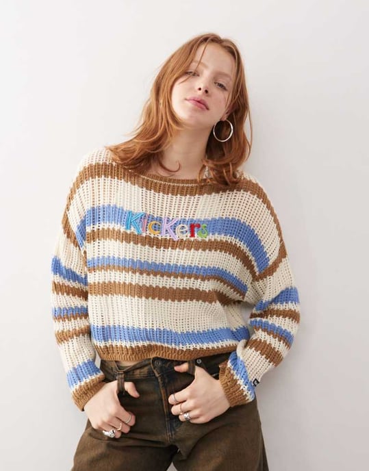 Kickers loose fit open knit retro stripe knit - Image 2