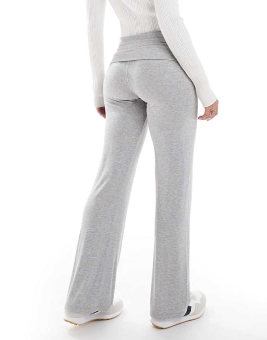 Cotton On sleep recovery roll waist pant in grey marle rib - Image 4