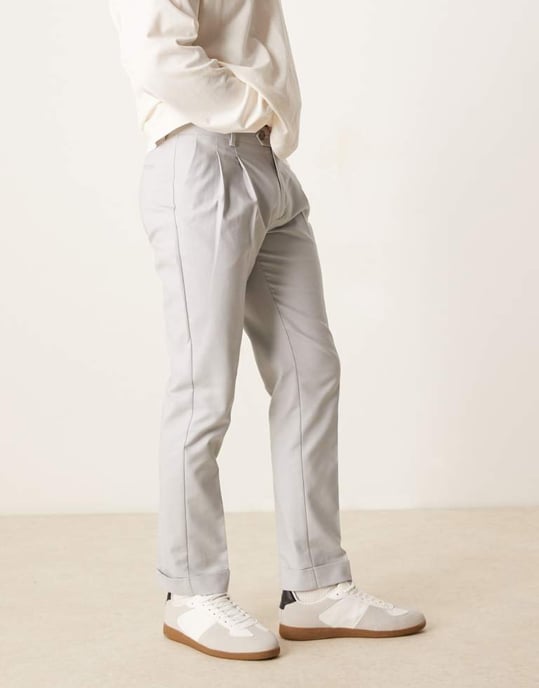 ASOS DESIGN smart slim fit bomullschino byxor i ljusgrå - Image 2