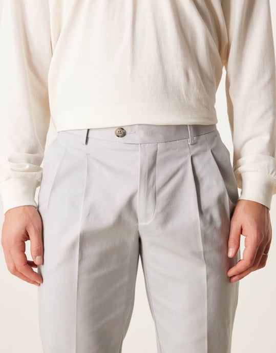 ASOS DESIGN smart slim fit bomullschino byxor i ljusgrå - Image 4