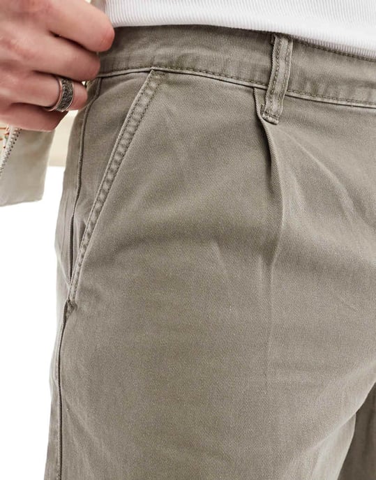 ASOS DESIGN avslappnad chino i tvättad grå - Image 4
