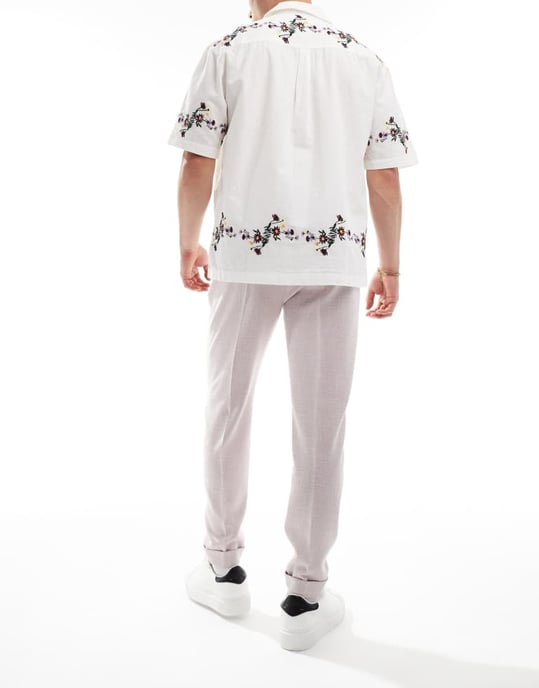ASOS DESIGN smart tapered fit chinos med textur i dammrosa - Image 2