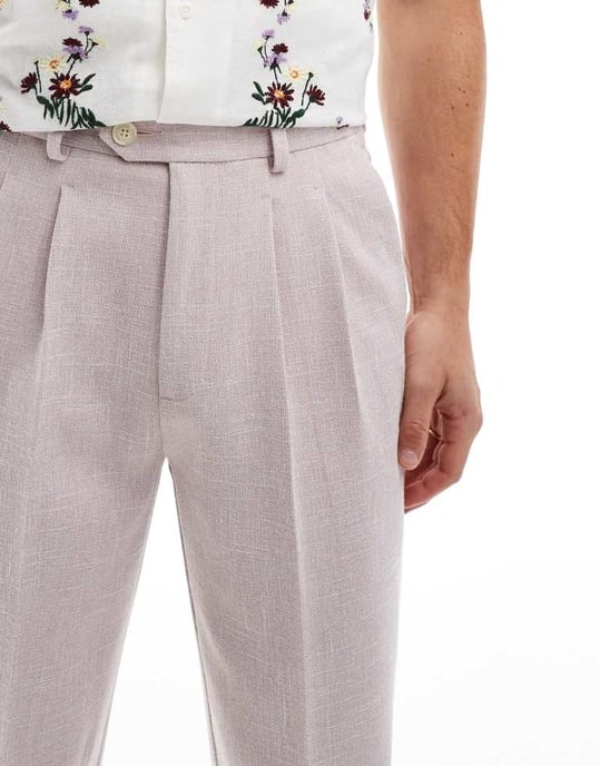 ASOS DESIGN smart tapered fit chinos med textur i dammrosa - Image 3