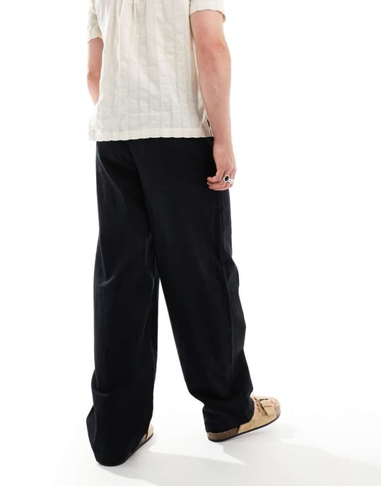 ASOS DESIGN vida linne chinos i svart - Image 2