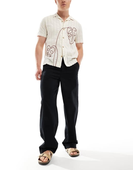 ASOS DESIGN vida linne chinos i svart - Image 4