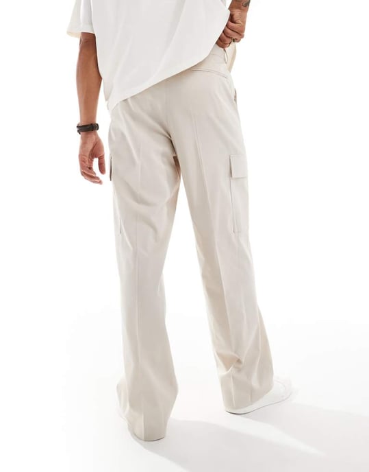 ASOS DESIGN eleganta vida cargobyxor i stenfärg - Image 3