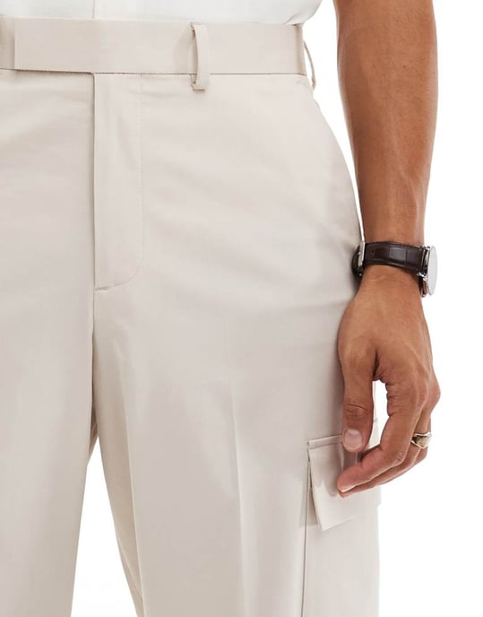 ASOS DESIGN eleganta vida cargobyxor i stenfärg - Image 4