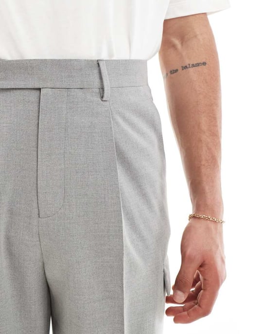 ASOS DESIGN vid ben smart koordinerad cargobyxa i grått - Image 2