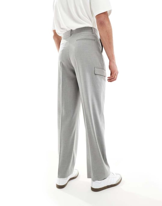 ASOS DESIGN vid ben smart koordinerad cargobyxa i grått - Image 4