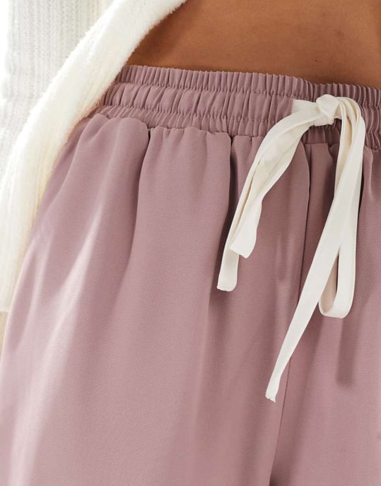 ASOS DESIGN pull on trousers with contrast panel in pink - Image 2