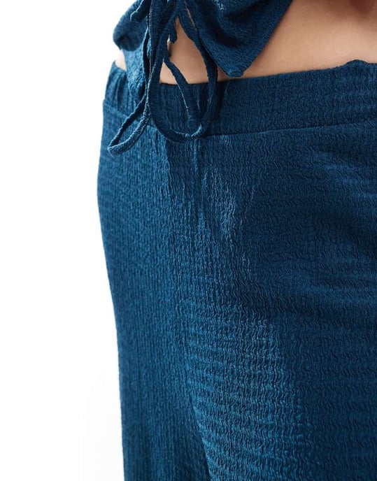 Vero Moda textured jersey trouser co-ord in navy - Image 4