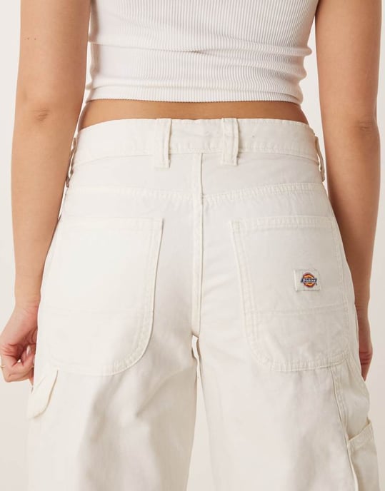 Dickies duck canvas trousers in washed off white - Image 4