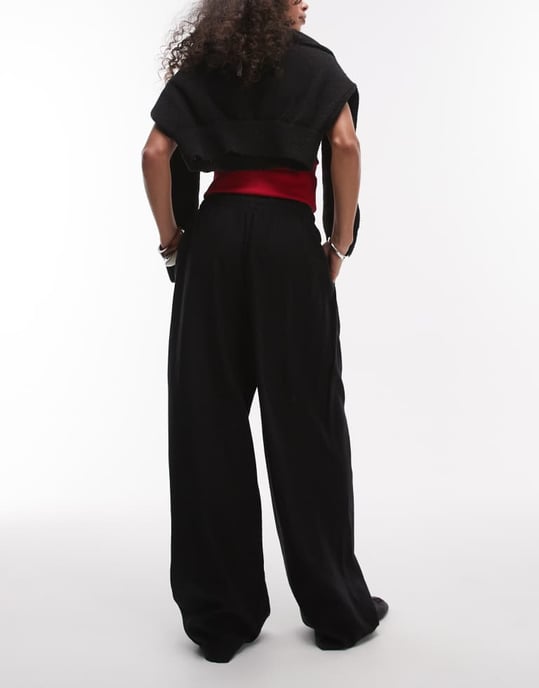 Topshop linen balloon trouser in black - Image 2
