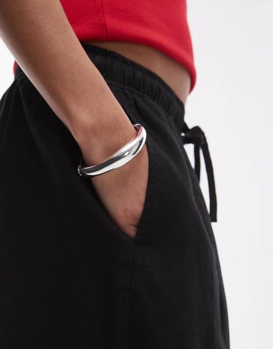 Topshop linen balloon trouser in black - Image 3