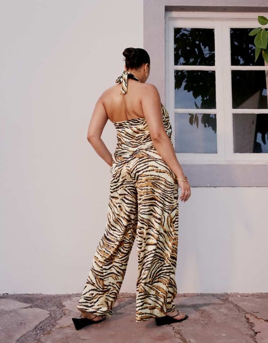ASOS DESIGN Curve Gia satin trouser in animal print - Image 2
