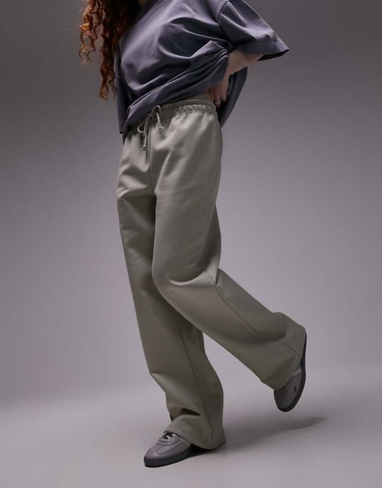 Topshop raka joggarbyxor i sand - Image 3