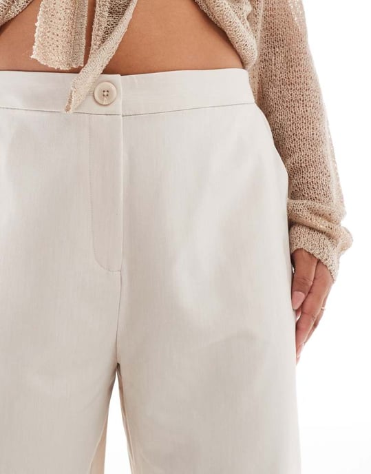 ASOS DESIGN Curve skräddarsydda vida byxor i stenfärg - Image 4