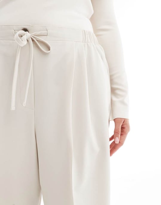 ASOS DESIGN Curve skräddarsydda byxor med resår i stenkulör - Image 3