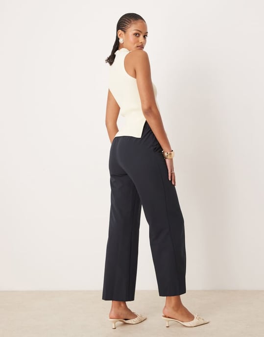 ASOS DESIGN Hög skräddarsydda byxor i marinblått - Image 3