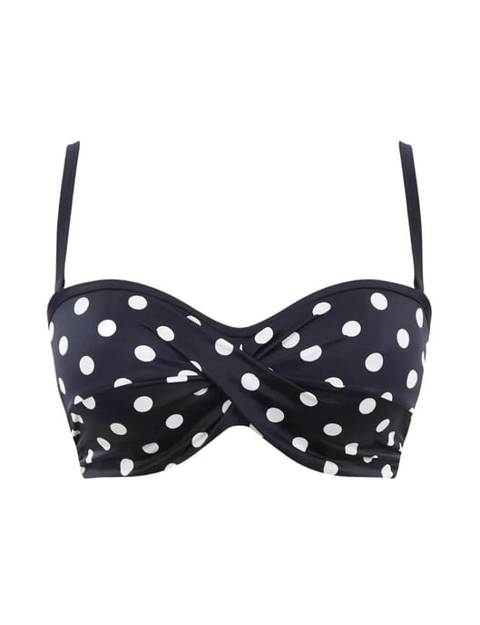Panache Anya Riva Spot Twist Bandeau Bikini top - Navy/Vanilla - Image 4