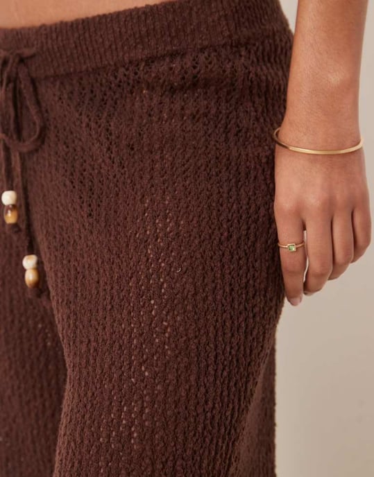 Abercrombie & Fitch swim sheer knitted trouser in brown - Image 4
