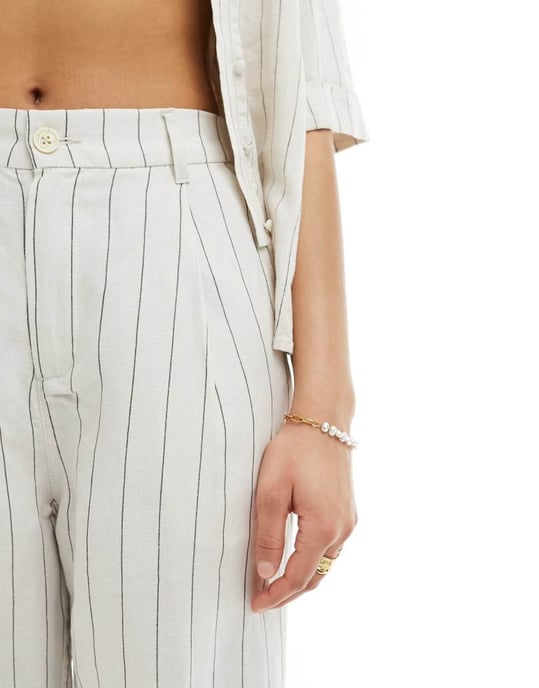 Lindex Ragna co-ord linen blend beach relaxed trouser in beige - Image 4