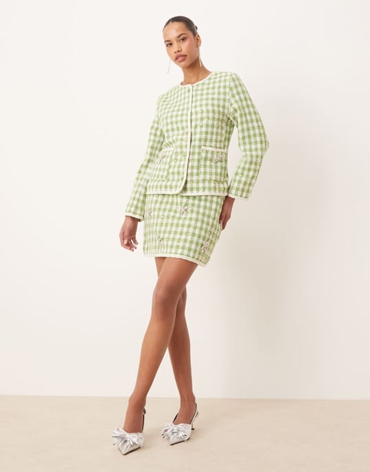 Dream Sister Jane tweed jacket co-ord in green - Image 2