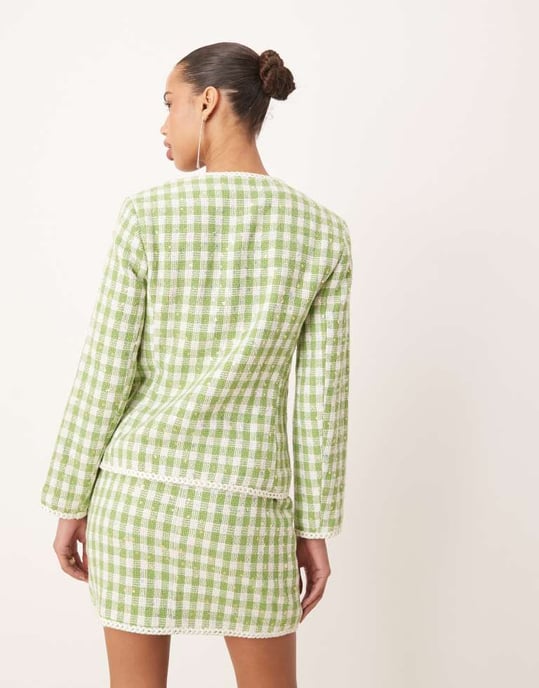 Dream Sister Jane tweed jacket co-ord in green - Image 3