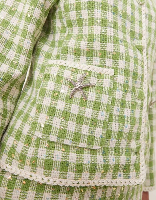 Dream Sister Jane tweed jacket co-ord in green - Image 4