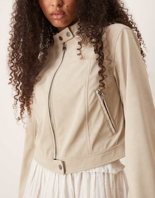 Gina Tricot faux suede short jacket in light beige - Image 3