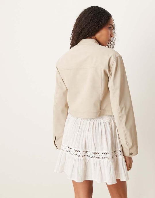 Gina Tricot faux suede short jacket in light beige - Image 4