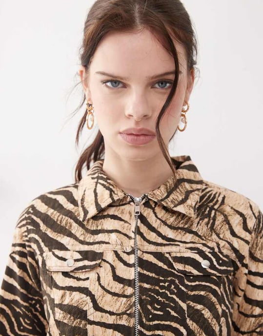 Motel hoshi wild animal jacket co-ord in cream and brown - Image 3