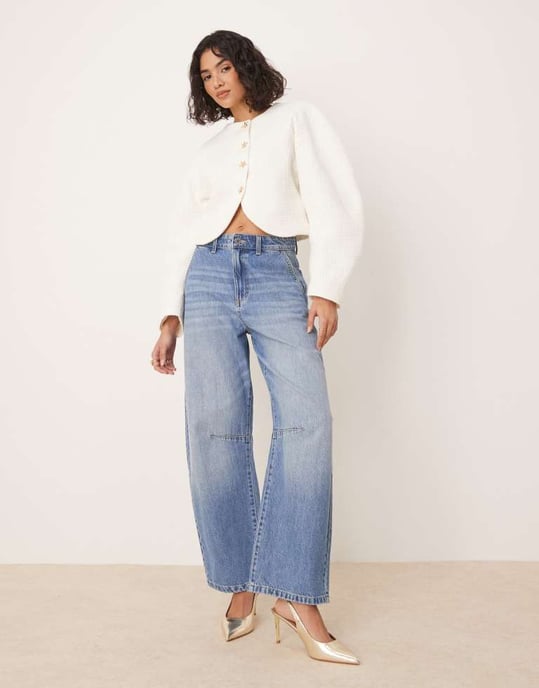 ASOS DESIGN boucle cocoon jacket with starfish buttons in buttermilk - Image 3