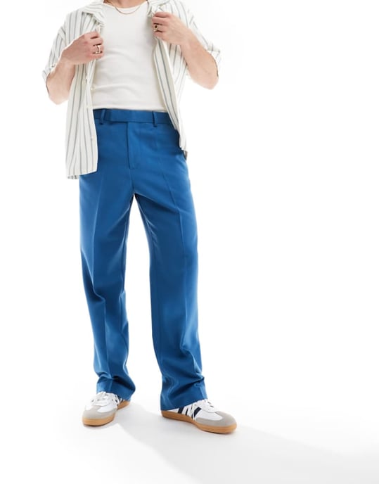 ASOS DESIGN smarta vida byxor i mörkblått - Image 1