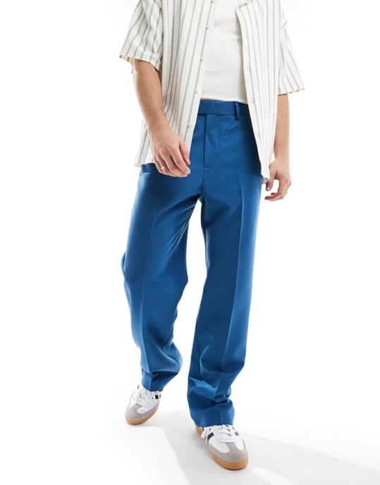 ASOS DESIGN smarta vida byxor i mörkblått - Image 4