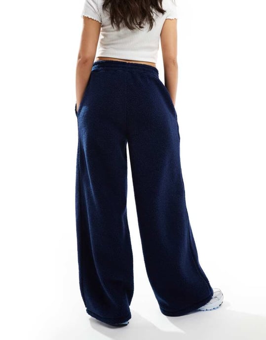 ASOS DESIGN borg trouser co-ord in navy - NAVY - Image 3