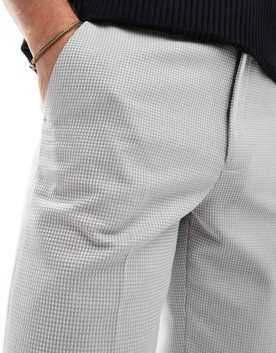 ASOS DESIGN snygga raka byxor med struktur i grått - Image 3