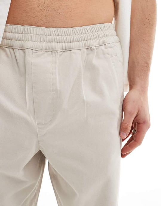 ASOS DESIGN baggy fit pull-on byxor i sten - Image 3