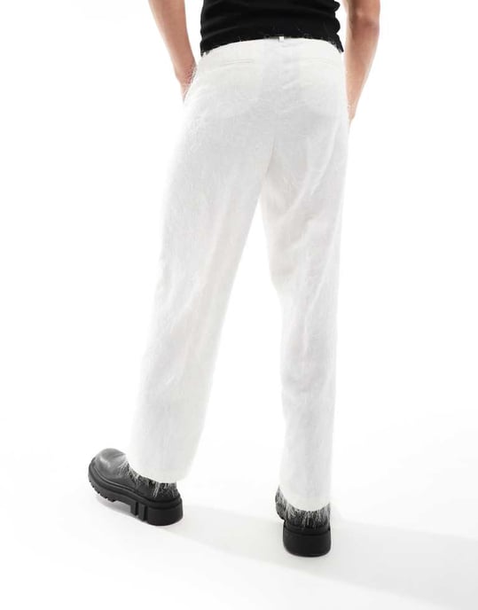 ASOS DESIGN smart vida byxor i vit frans - Image 3