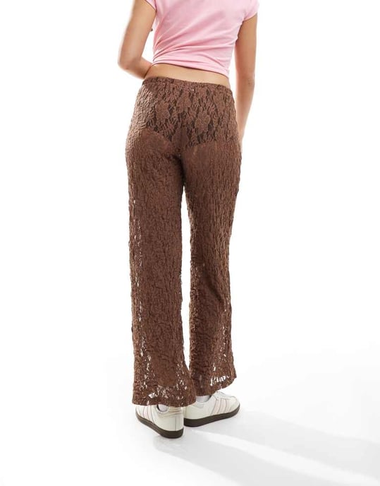 ASOS DESIGN blommig vida byxor i brunt - Image 3