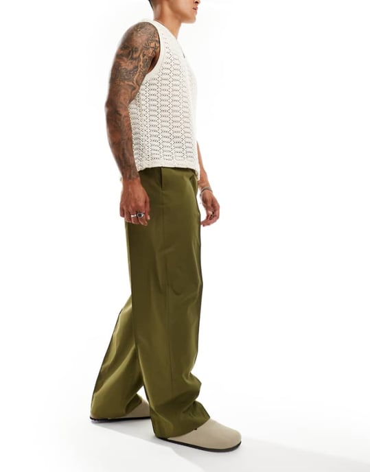 ASOS DESIGN dragspel smarta vida byxor i grön - Image 1