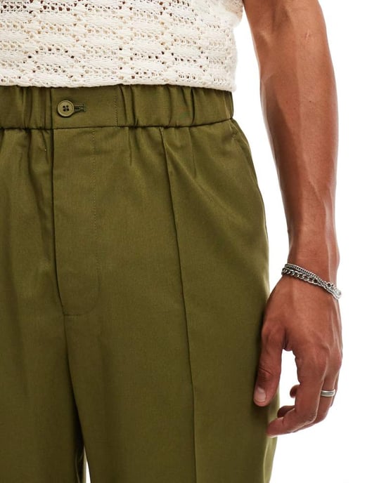 ASOS DESIGN dragspel smarta vida byxor i grön - Image 2