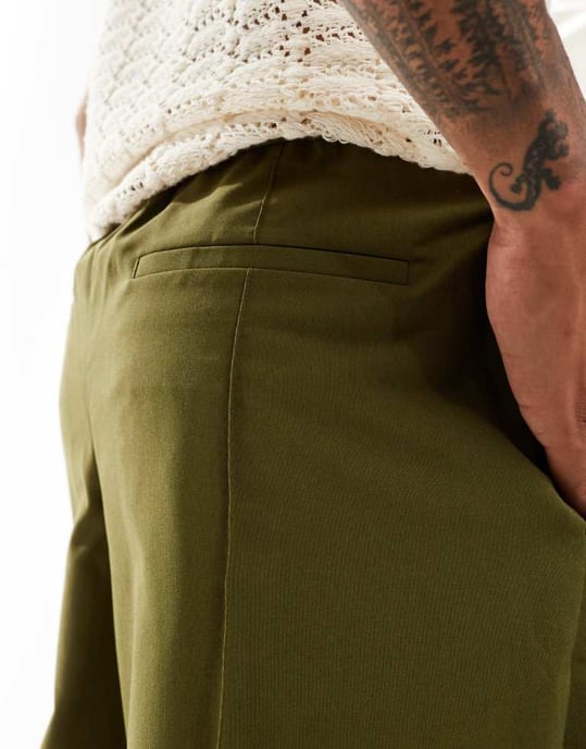 ASOS DESIGN dragspel smarta vida byxor i grön - Image 4