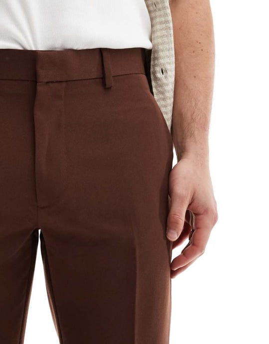 ASOS DESIGN smart vida byxor i brun - Image 2