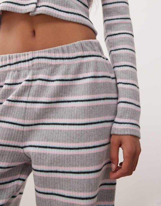 Reclaimed Vintage brushed stripe pull on trouser co-ord in grey stripe - Image 3