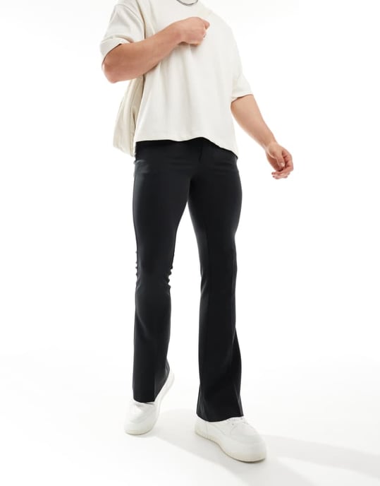 ASOS DESIGN smala utställda eleganta byxor i svart - Image 3