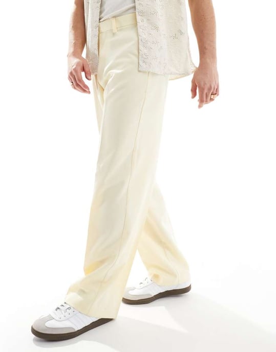 ASOS DESIGN smart breda byxor i dammig gul - Image 3