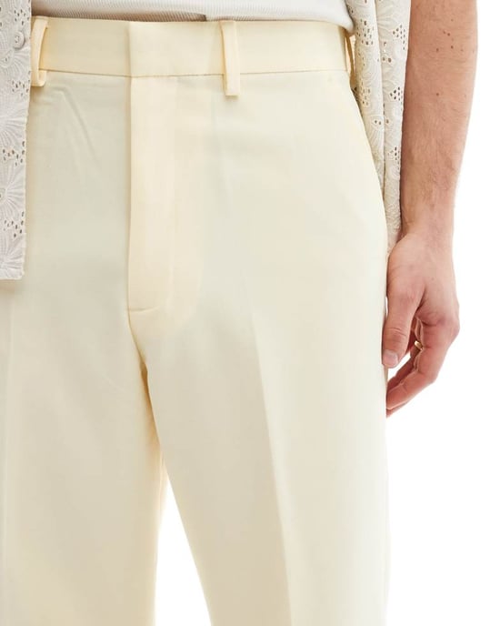 ASOS DESIGN smart breda byxor i dammig gul - Image 4